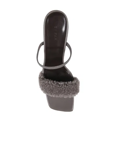 By Far Ada 100 Shearling Strap Sandals In Gray