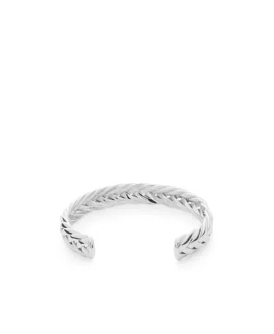 Loewe Thin Braided Cuff In Sterling Silver In Silver