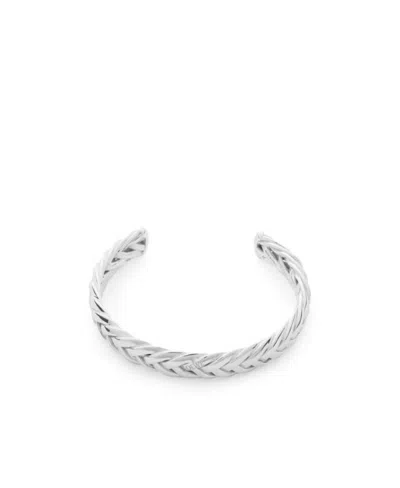 Loewe Thin Braided Cuff In Sterling Silver In Silver