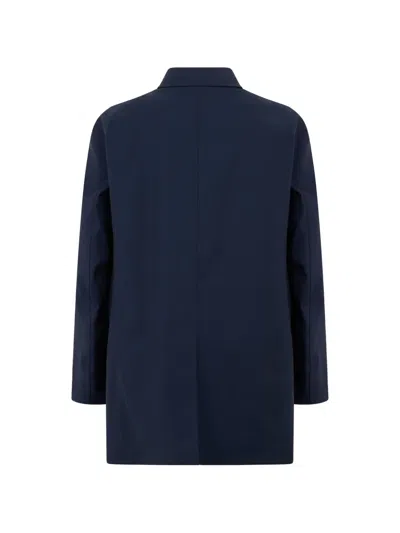 Herno Single-breasted Rain Coat In Blue