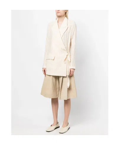 Uma Wang Wraparound Oversize Blazer In White