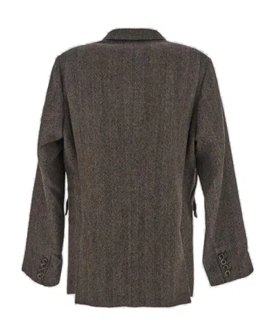 Uma Wang Herringbone-pattern Single-breasted Blazer In Gray