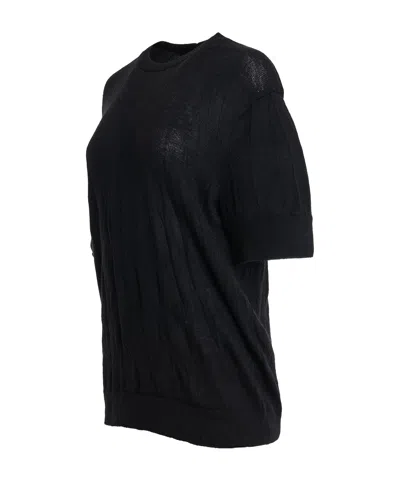 Helmut Lang Crushed Knit T-shirt In Black
