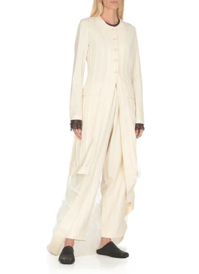 Uma Wang Laminated Single-breasted Coat In White