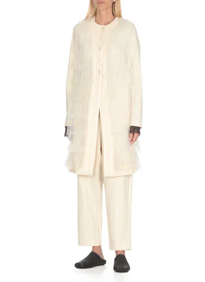 Uma Wang Laminated Single-breasted Coat In White