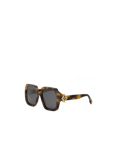Fendi Diamond Acetate Square Sunglasses In Brown
