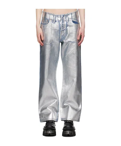 Doublet Coated Belt Loop Jeans In White