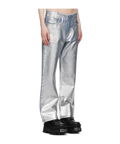 Doublet Coated Belt Loop Jeans In White