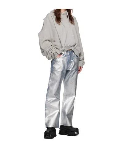 Doublet Coated Belt Loop Jeans In White