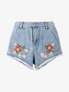HOUSE OF HOLLAND HOUSE OF HOLLAND X LEE FLOWER EMBROIDERED DENIM SHORTS