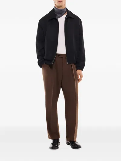 Fursac Zip-front Spread-collar Jacket In Black