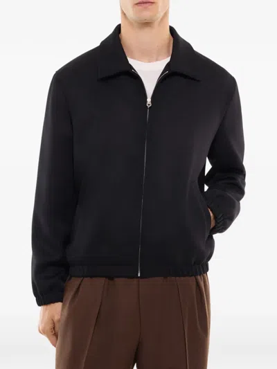 Fursac Zip-front Spread-collar Jacket In Black