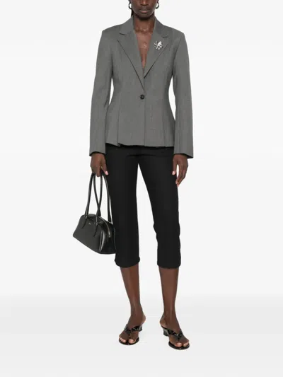 Maje Single-breasted Peplum Blazer In Grey