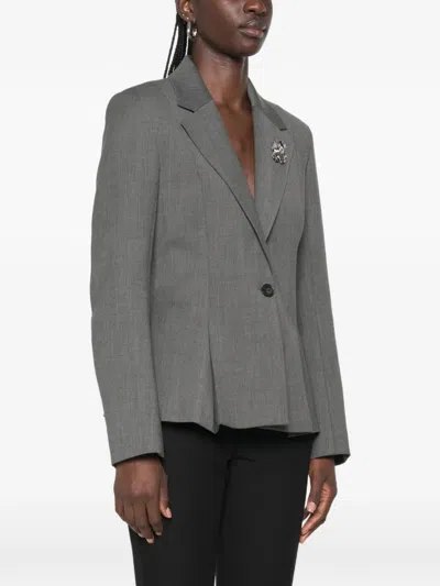 Maje Single-breasted Peplum Blazer In Grey