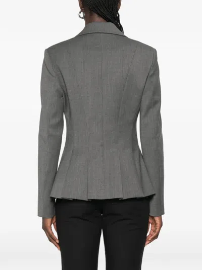Maje Single-breasted Peplum Blazer In Grey
