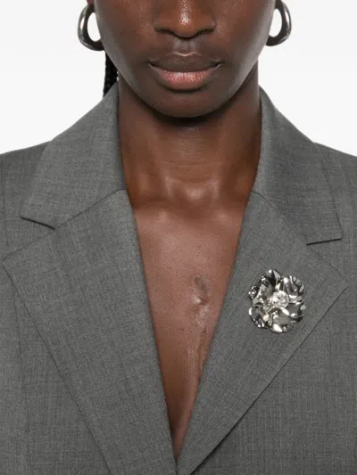 Maje Single-breasted Peplum Blazer In Grey