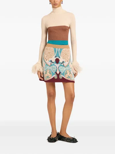 La Doublej High Knick Top With Feathers In Multi
