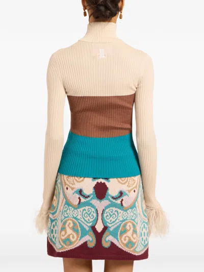 La Doublej High Knick Top With Feathers In Multi