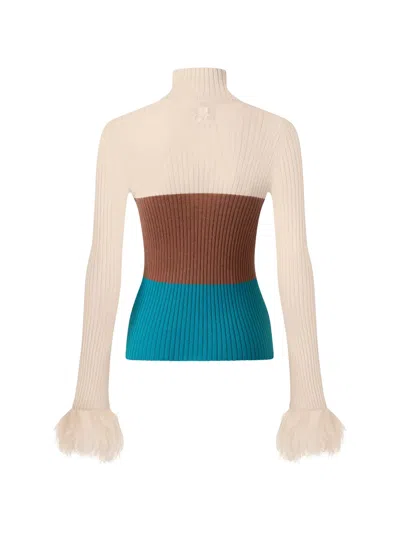 La Doublej High Knick Top With Feathers In Multi