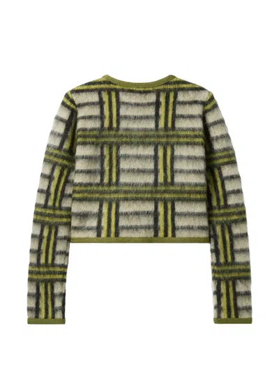 La Doublej Check-pattern Button-up Cardigan In Green