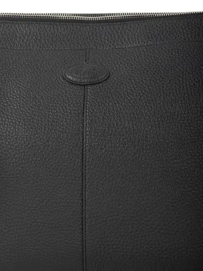Tod's Logo-patch Pebbled Clutch Bag In Pattern
