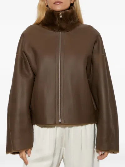 Arma Indy Reversible Shearling Jacket In Brown