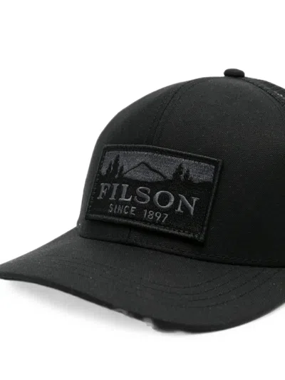 Filson Logo-patch Mesh-panel Cap In Black