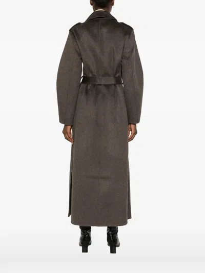 The Dynamis Studio Double-breasted Belted Coat In Gray