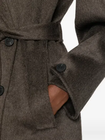 The Dynamis Studio Double-breasted Belted Coat In Gray