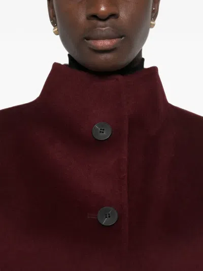 The Dynamis Studio Button-up Wool Coat In Burgundy