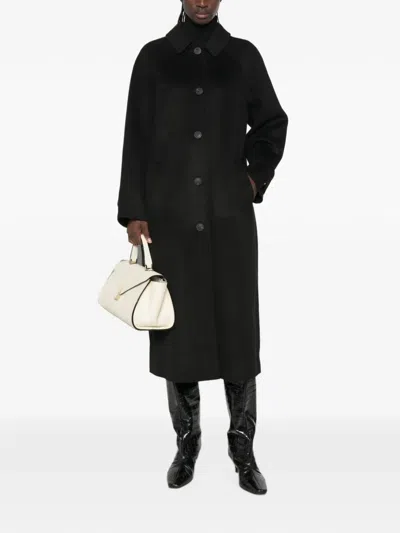 The Dynamis Studio Raglan-sleeve Button-down Coat In Black