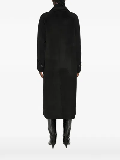 The Dynamis Studio Raglan-sleeve Button-down Coat In Black
