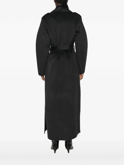 The Dynamis Studio Raglan-sleeve Button-down Coat In Black