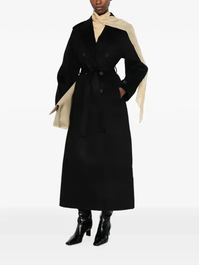 The Dynamis Studio Double-breasted Belted Coat In Black