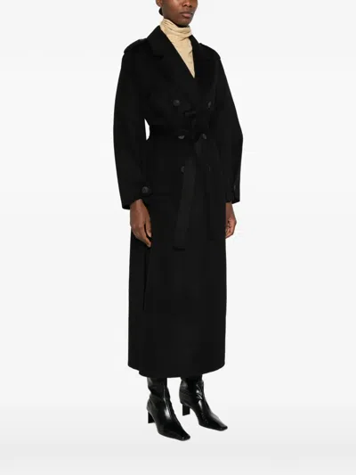 The Dynamis Studio Double-breasted Belted Coat In Black