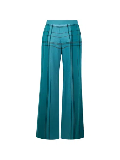 Alberta Ferretti Checked Virgin-wool Flared Trousers In Blue