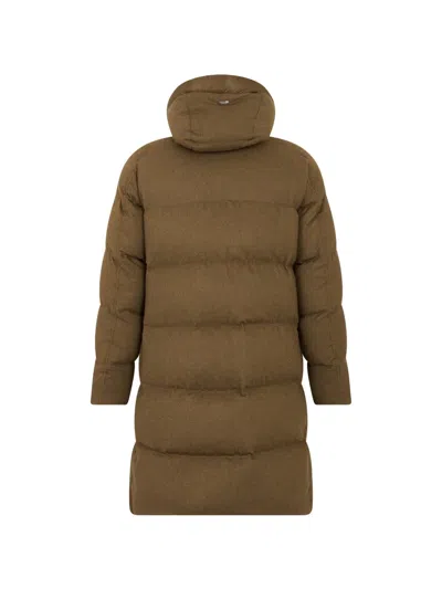 Herno Drawstring Hooded Coat In Brown