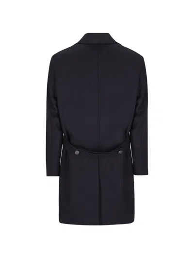 Camplin Double-breasted Logo-button Coat In Black
