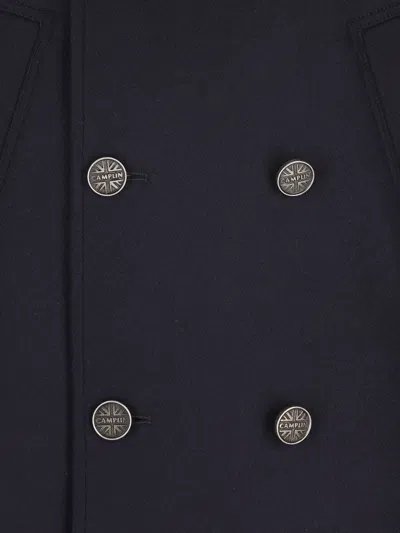 Camplin Double-breasted Logo-button Coat In Black
