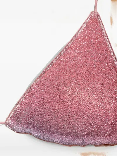 Oseree Lurex-thread Triangle Bikini In Pink