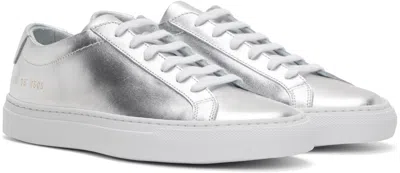 Common Projects Silver Achilles Metallic Leather Low-top Sneakers In Silver