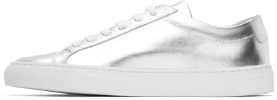 Common Projects Silver Achilles Metallic Leather Low-top Sneakers In Silver