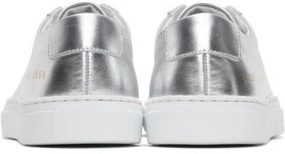 Common Projects Silver Achilles Metallic Leather Low-top Sneakers In Silver