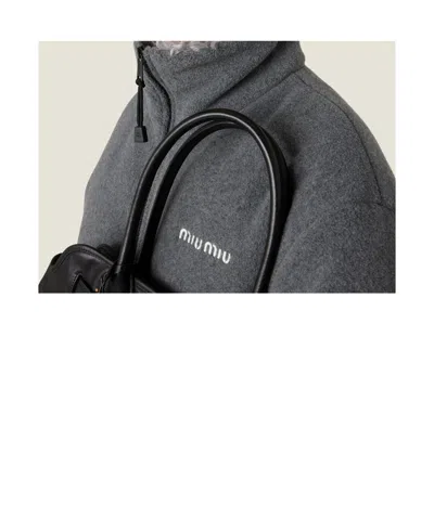 Miu Miu Fleece Down Jacket In Gray