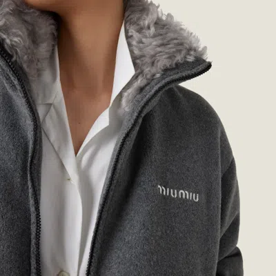 Miu Miu Fleece Down Jacket In Gray