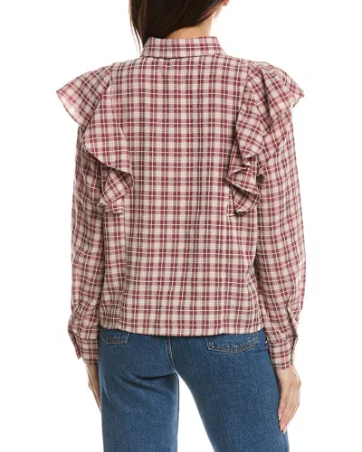 Lna Dru Ruffle Front Blouse In Brown