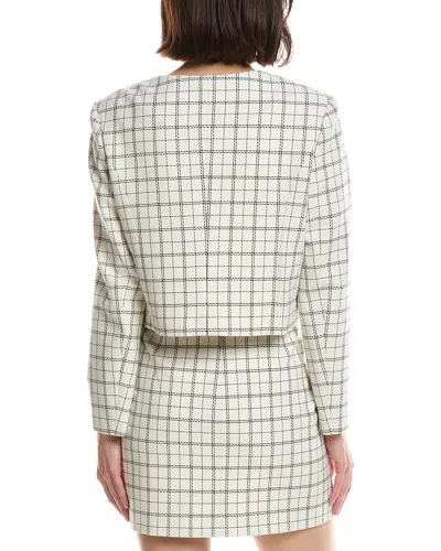 Milly Mika Plaid Crop Jacket In White