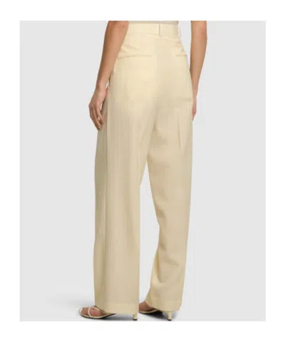 Auralee Wool Blend Belt Loop Casual Pants In Neutral