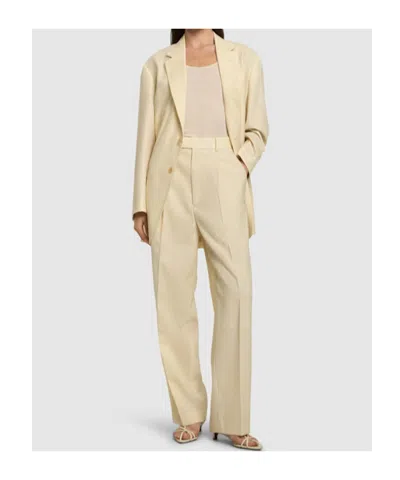 Auralee Wool Blend Belt Loop Casual Pants In Neutral