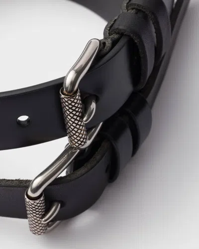 Prada Leather Belt In Black